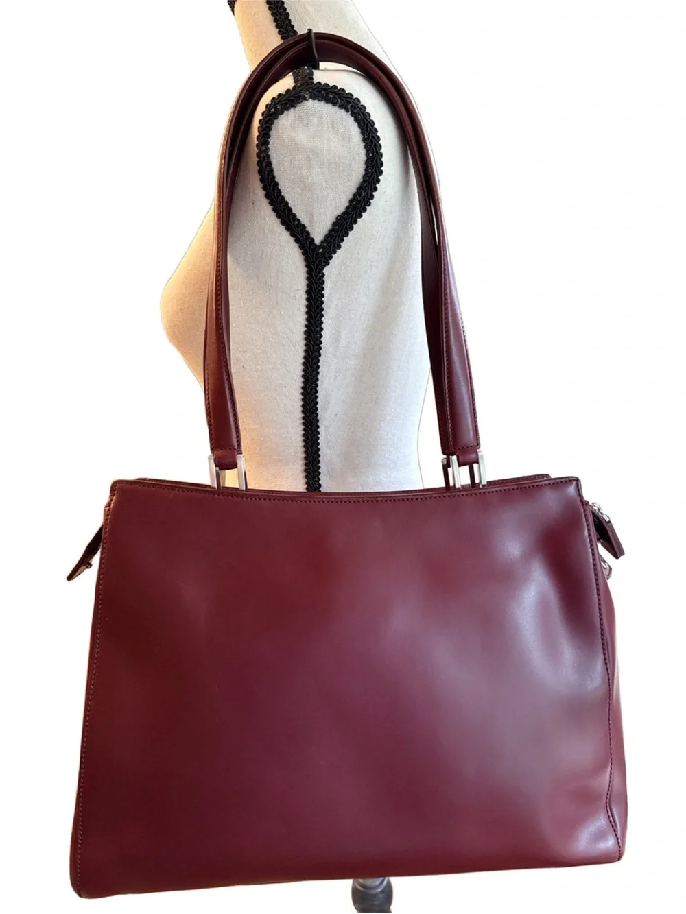 TUMI Vintage Napa Leather Executive Laptop Tote Burgandy Bordeaux Business Bag